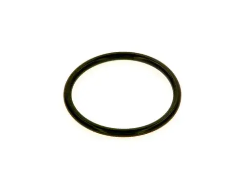 Schwarzer O-Ring in runder Form, hergestellt von Bosch, auf weißem Hintergrund. Der Ring hat eine gleichmäßige Dicke und ist für verschiedene Anwendungen geeignet.